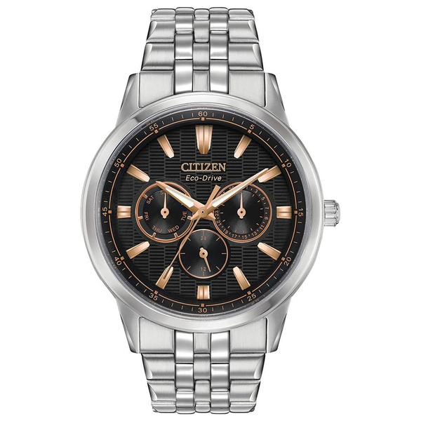 CITIZEN BLACK dial STEEL bracelet WATCH