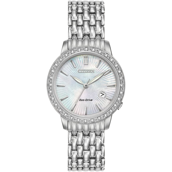 CITIZEN PEARL dial DIAMOND steel bracelet WATCH