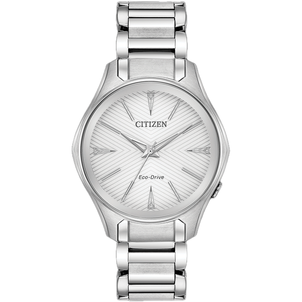 CITIZEN WHITE dial SILVER steel bracelet WATCH