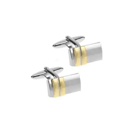 Two Tone Striped Curved Cufflinks