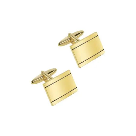 Yellow Gold Plated and Black Line Cufflinks