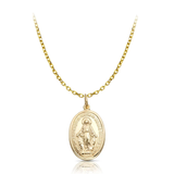 9 carat yellow gold miraculous medal pendant round bercher chain necklace