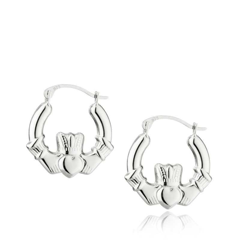 CLADDAGH SILVER CREOLE EARRINGS