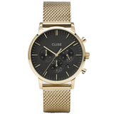 CLUSE Black Aravis Multifunction Gold Watch