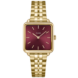 CLUSE Dark Cherry La Tétragone Gold Watch