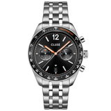 CLUSE Black Steel Aravis Dual Timer Watch