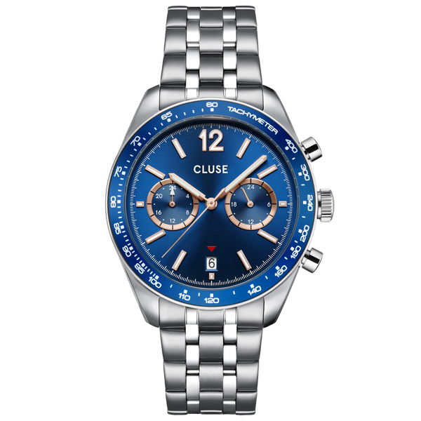 CLUSE Blue Steel Aravis Dual Timer Watch