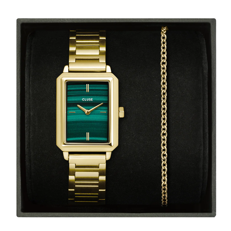 CLUSE Gift Box Malachite GOLD FLUETTE WATCH