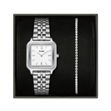 CLUSE Gift Box White Silver Gracieuse Watch & Élevé Tennis Bracelet