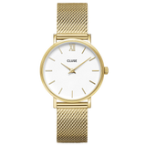 CLUSE White & Gold Minuit Mesh Watch