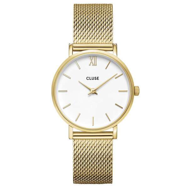 CLUSE White & Gold Minuit Mesh Watch