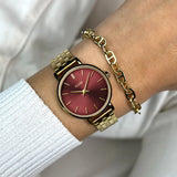 CLUSE Dark Cherry Boho Chic Petite Gold Watch