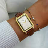 CLUSE Fluette Leather Nutshell Gold Steel Watch