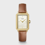 CLUSE Fluette Leather Nutshell Gold Steel Watch