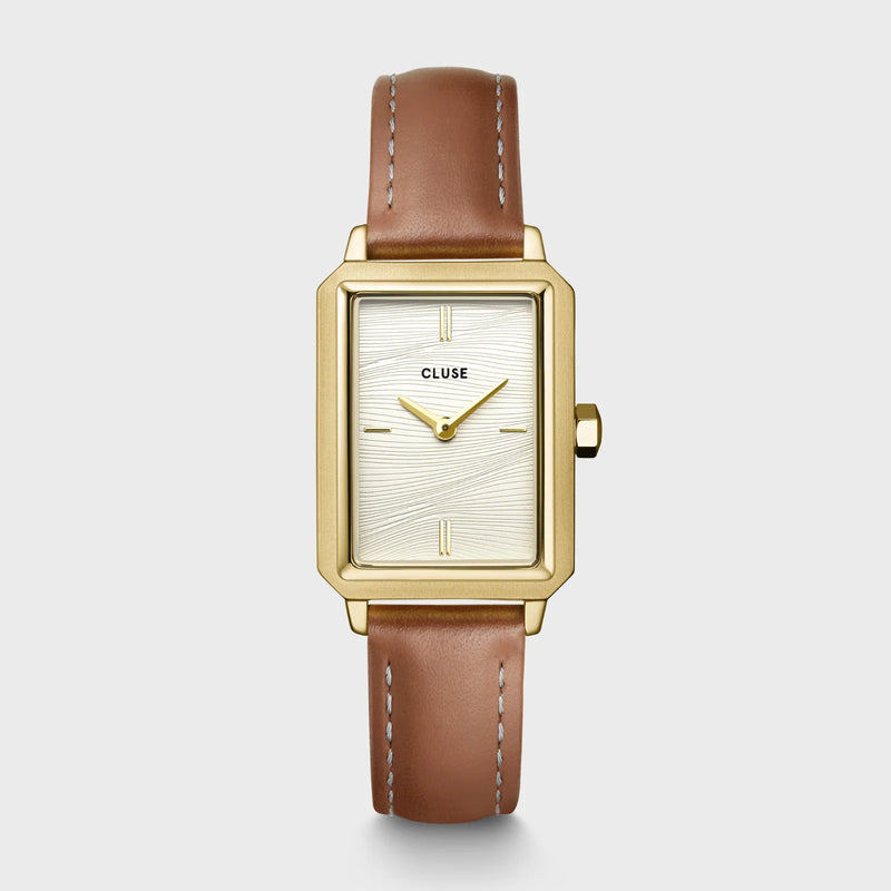 CLUSE Fluette Leather Nutshell Gold Steel Watch