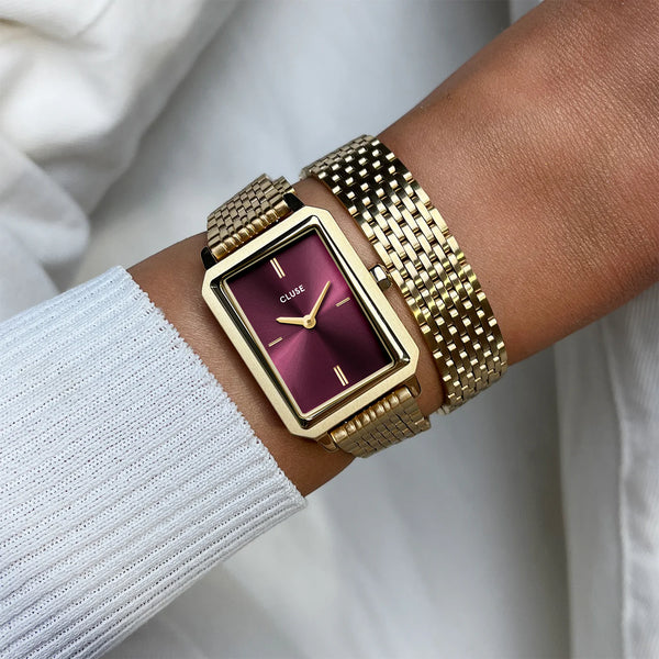 CLUSE Wine & Gold Fluette Double Steel Watch