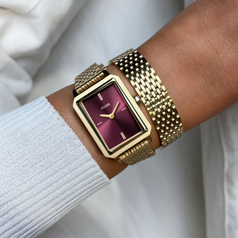 CLUSE Wine & Gold Fluette Double Steel Watch