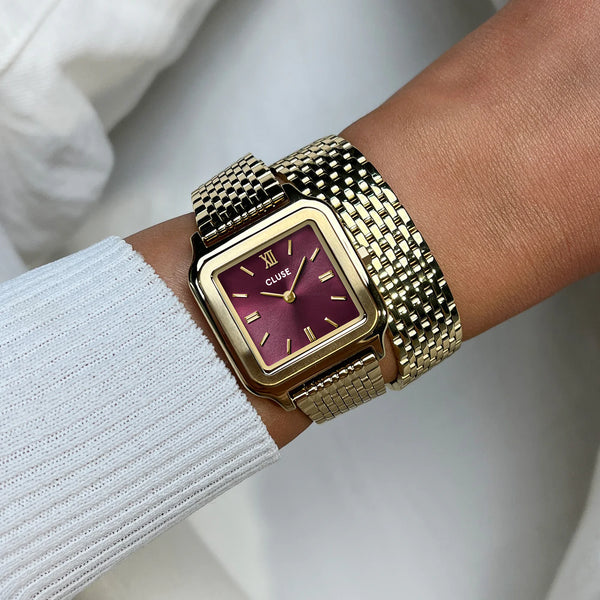 CLUSE Wine & Gold Gracieuse Double Steel Watch