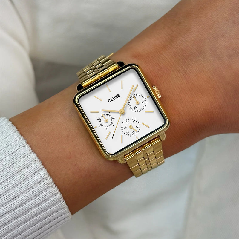 CLUSE La Tétragone Multifunction Gold Steel Watch