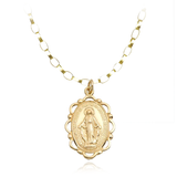 9 carat yellow gold miraculous medal pendant and belcher chain necklace