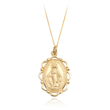 Claddagh 9 carat yellow Gold Miraculous Medal Round Chain Necklace