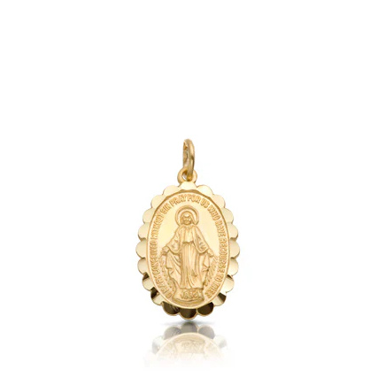 9 carat yellow gold miraculous medal pendant