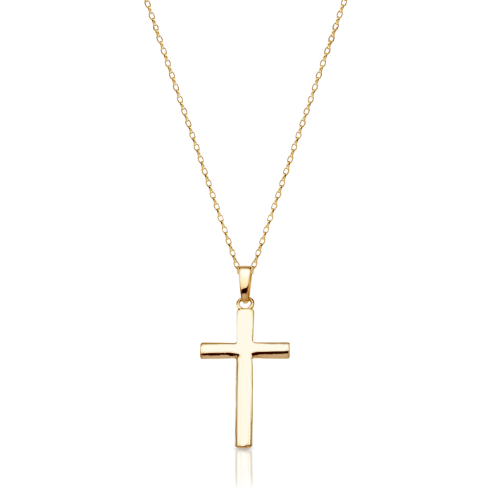 Claddagh 9ct Gold Cross Pendant Round Belcher Chain Necklace