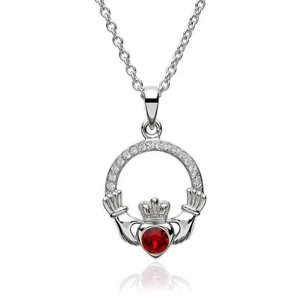 Claddagh JULY Birthstone Necklace