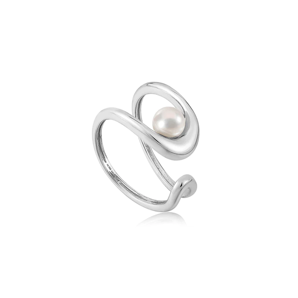 Ania Haie "Silver Pearl Sculpted Adjustable" Ring