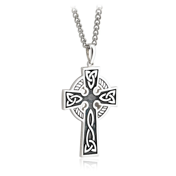 DOUBLE SIDED OXIDISED SILVER CELTIC CROSS Necklace