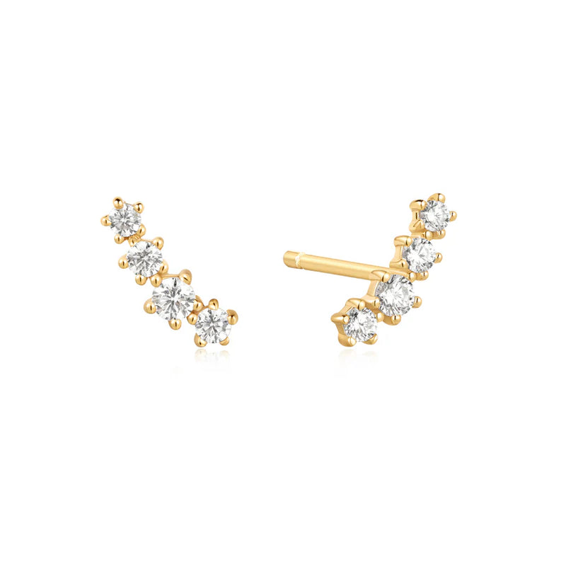 Ania Haie "Gold Sparkle Climber Studs" Earrings