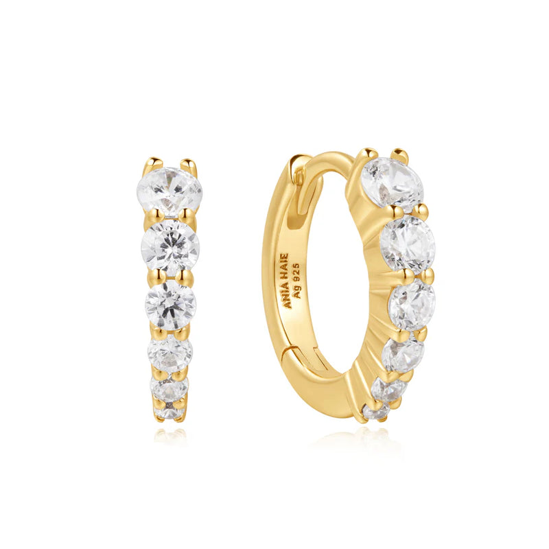 Ania Haie "Gold Gradient Pavé Huggies" Earrings