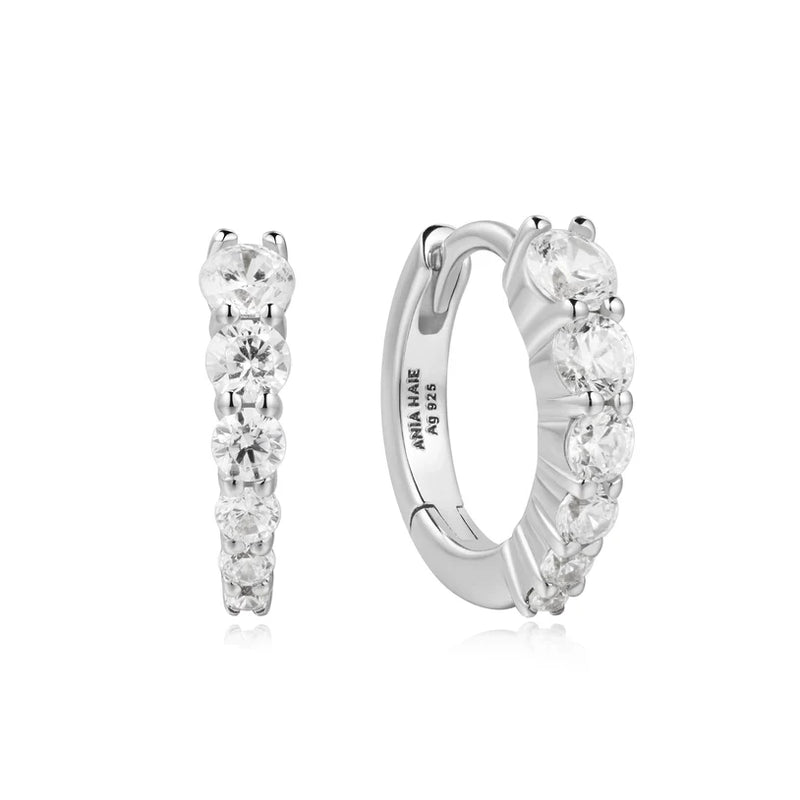 Ania Haie "Silver Gradient Pavé Huggies" Earrings