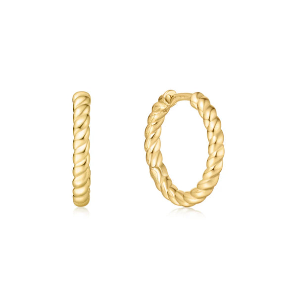 Ania Haie "Gold Texture Medium Huggie Hoop" Earrings