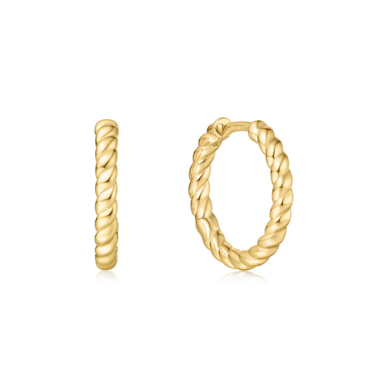Ania Haie "Gold Texture Medium Huggie Hoop" Earrings