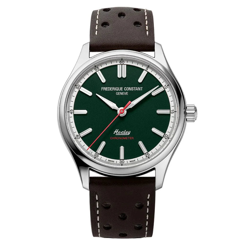 Frederique Constant VINTAGE RALLY HEALEY AUTOMATIC leather strap bracelet steel case green dial Watch Set