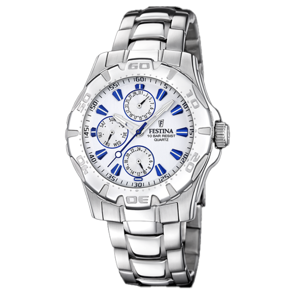 FESTINA WHITE & BLUE dial STEEL bracelet WATCH