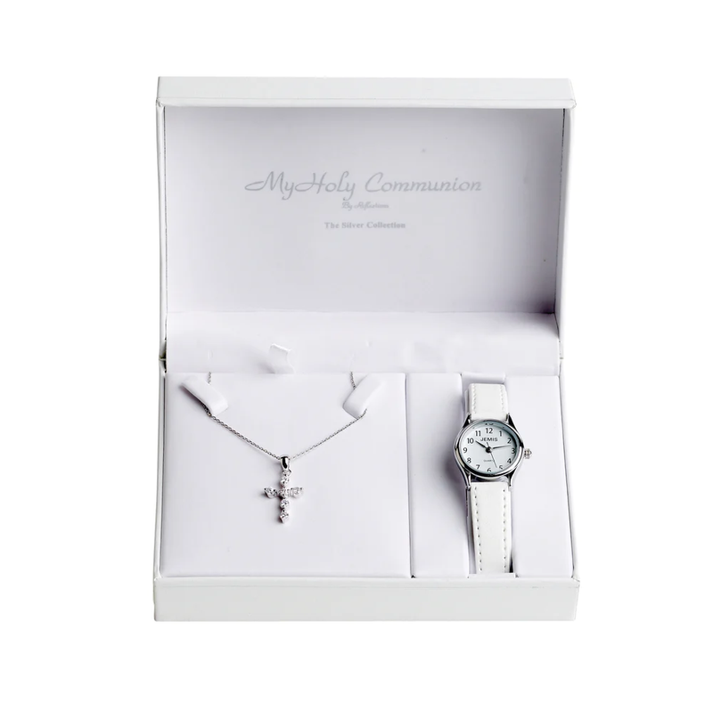 First Holy Communion Watch & CZ Cross Chain Set