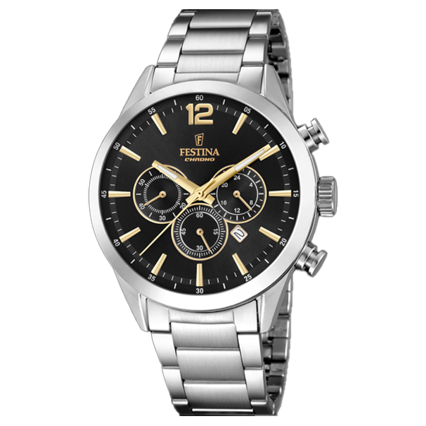 Festina Black & Gold Steel Watch