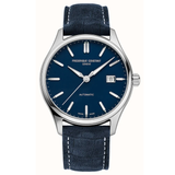 Frederique Constant Classics Index Automatic blue leather strap bracelet steel case blue dial Watch