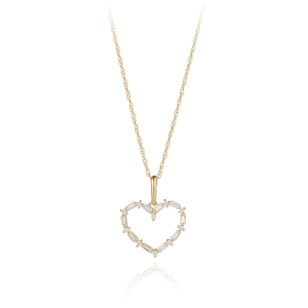 yellow gold cz cubic zirconia stones heart pendant necklace