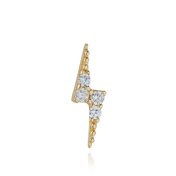 yellow gold cz cubic zirconia stones lightning bolt piercing