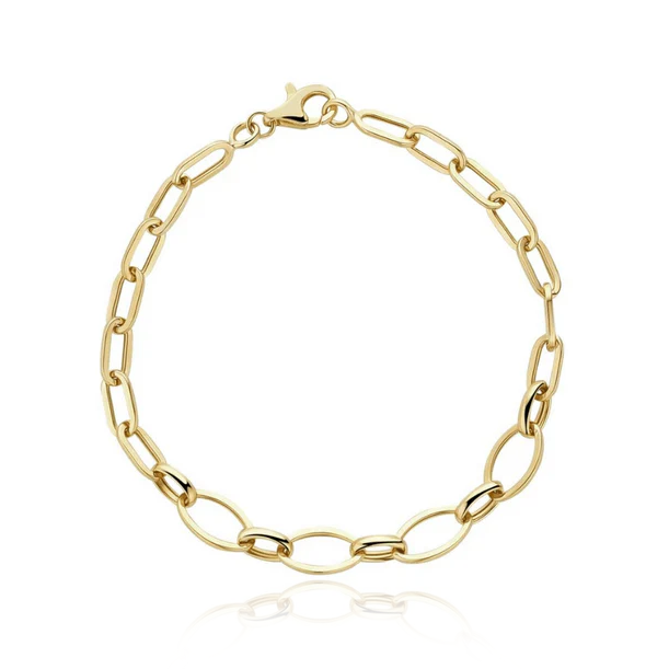 yellow gold oval chain link bracelet