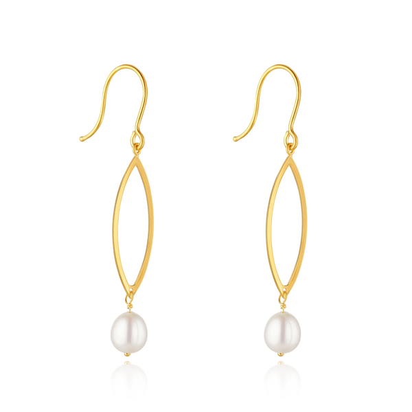 yellow gold drop earrings leaf pearls