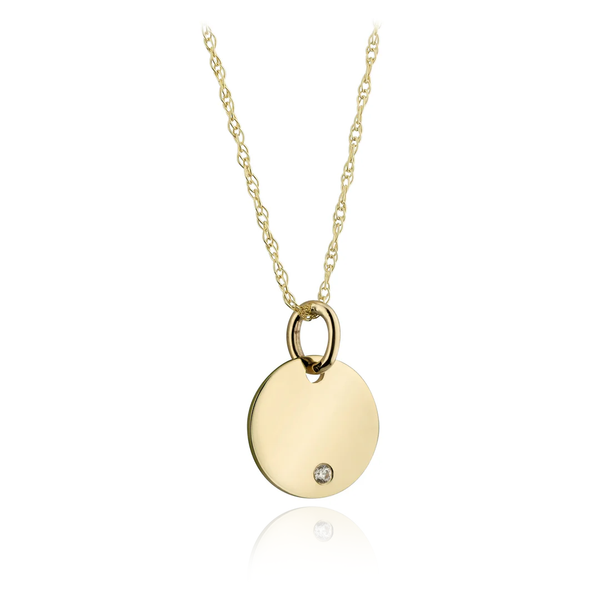 yellow gold medal cz cubic zirconia stone disc pendant necklace