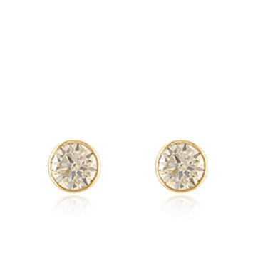 Gold 4mm CZ Rubover Stud Earrings