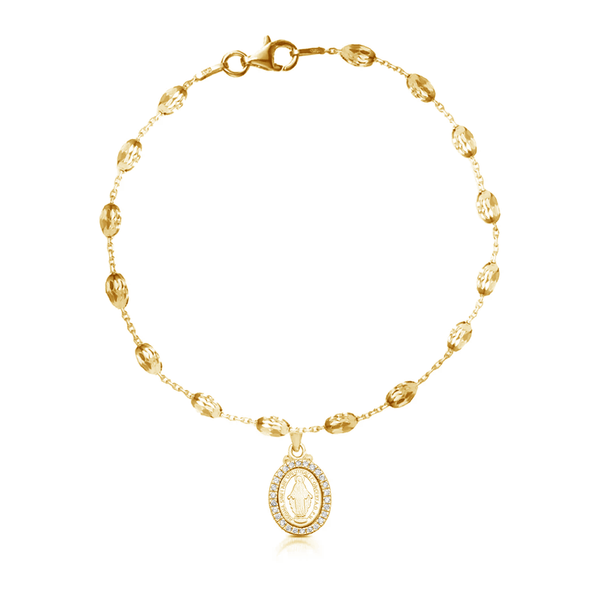 Gold Plated Miraculous Medal Bracelet Set