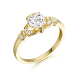 Yellow Gold CZ Heart Claddagh Ring