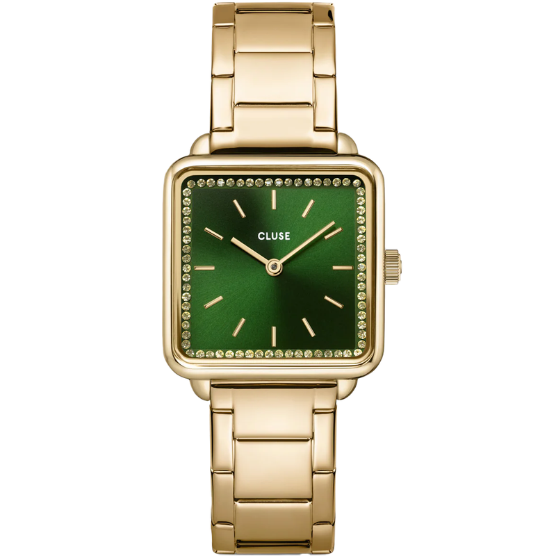 La Tétragone Watch Steel stones Green, Gold Colour