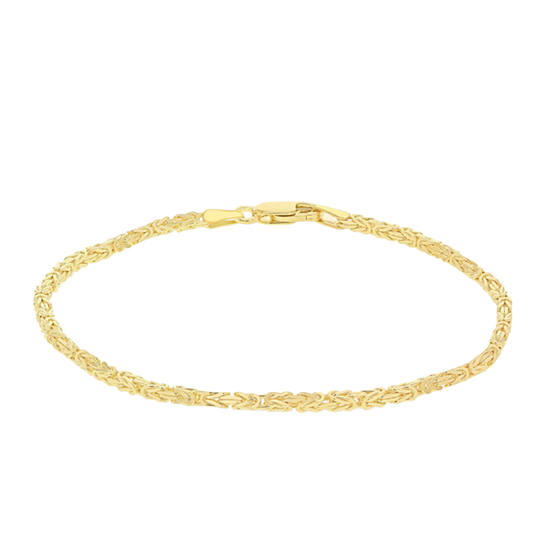 9ct Yellow Gold Mini Square Byzantine Chain Bracelet